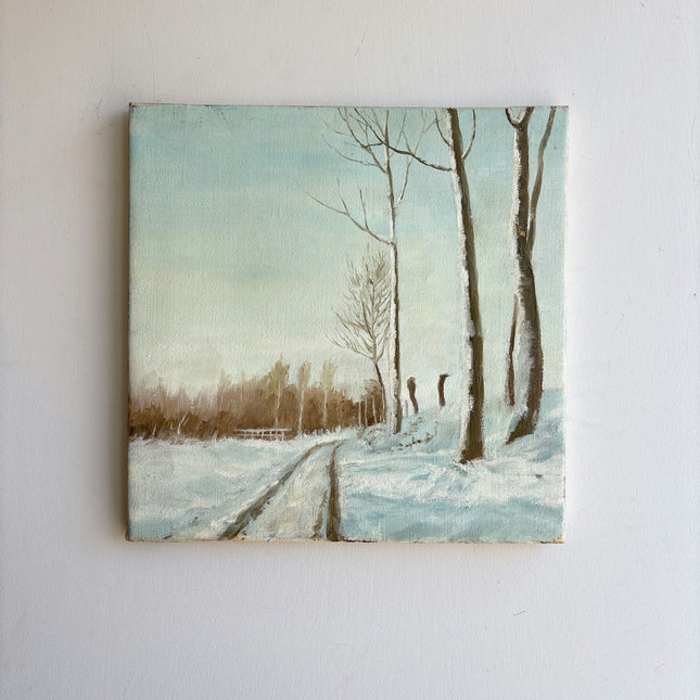 Refined Winter Landscape Oil Painting "Snowy Path" Traditional Small Art Holland Art Shop