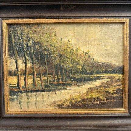 Vintage Landscape Oil Painting "Row Of Trees" Timeless Small Artwork Holland Art Shop