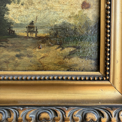 Detailed Landscape Oil Painting "Gilded Frame" Elegant Small Artwork Holland Art Shop