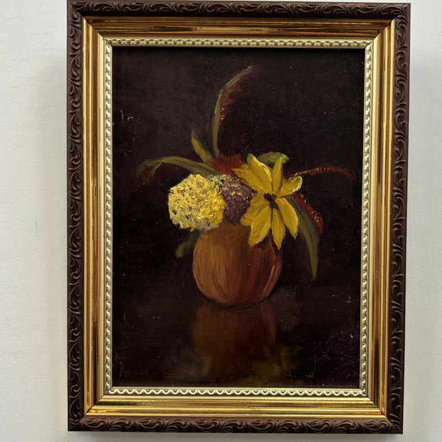 Elegant Floral Still Life Oil Painting "Flower Vase" Vintage Small Art Holland Art Shop