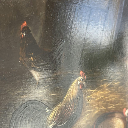 Elegant Animals Oil Painting "Feeding Chickens" Expressive Small Artwork Holland Art Shop