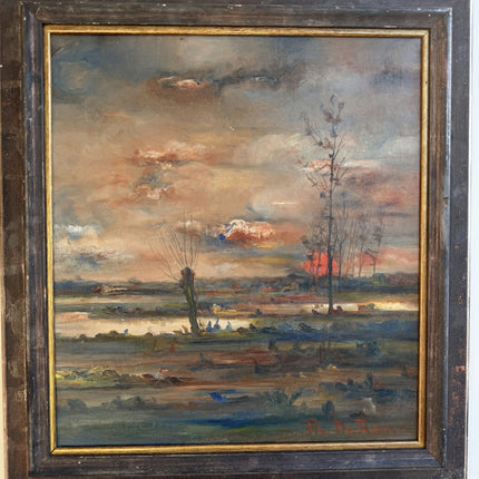 Traditional Landscape Oil Painting "Lonely Tree" Vintage Art Holland Art Shop