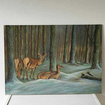 Detailed Animals Oil Painting "Three Deer" Traditional Artwork Holland Art Shop