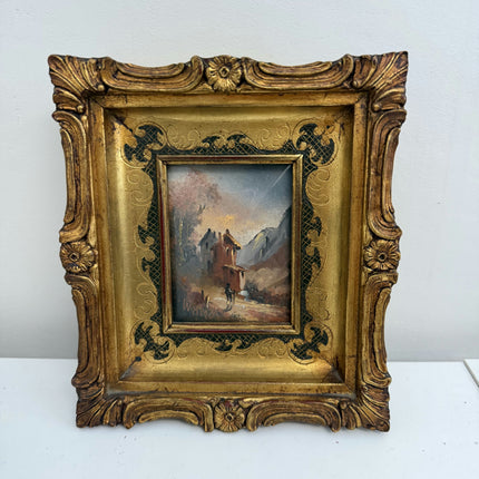Vintage Landscape Oil Painting "Gilded Frame" Refined Small Art Holland Art Shop