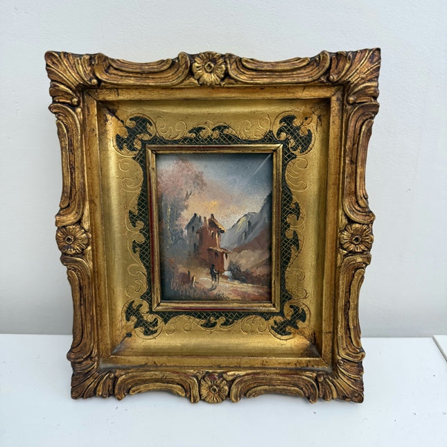 Vintage Landscape Oil Painting "Gilded Frame" Refined Small Art Holland Art Shop