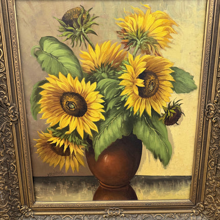 Classic Floral Still Life Oil Painting "Sunflower Vase" Elegant Large Artwork Holland Art Shop