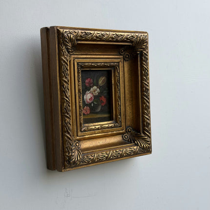 Traditional Floral Still Life Oil Painting "Gilded Frame" Rustic Small Art Holland Art Shop