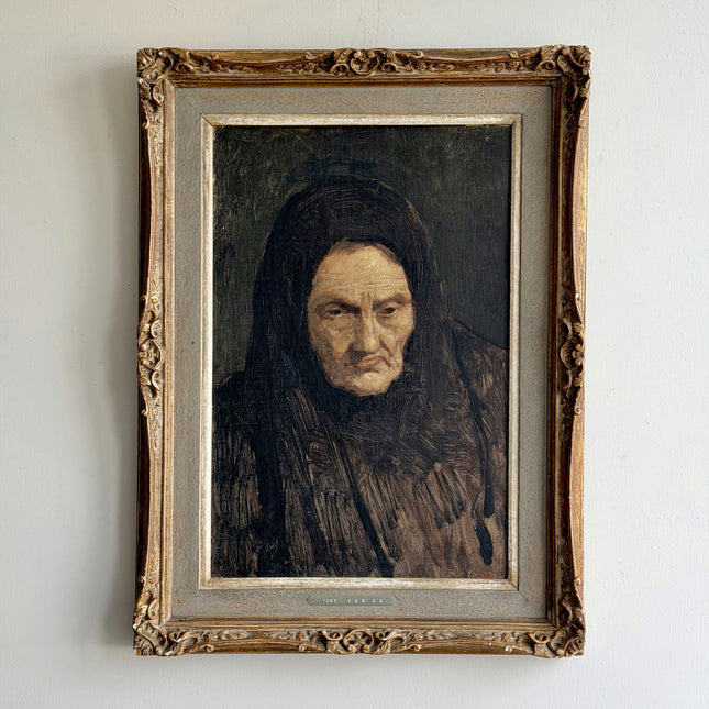 1943 Portrait Oil Painting "Elder Woman" Artwork Holland Art Shop