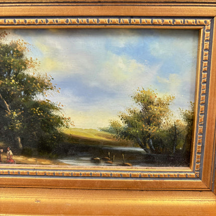 Timeless Landscape Oil Painting "Golden Frame" Authentic Small Art Holland Art Shop