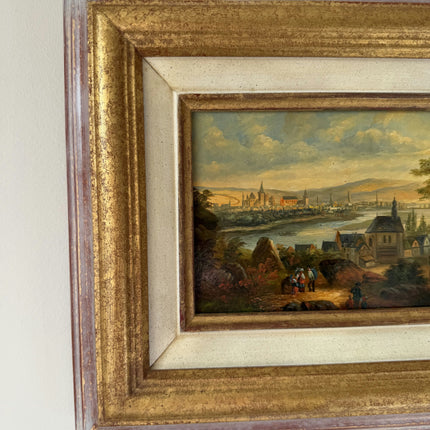 Authentic Oil Painting Scenery "River View" Antique Small Artwork Holland Art Shop