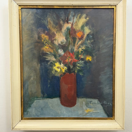 Handcrafted Floral Still Life Oil Painting "Red Vase" Vintage Art Holland Art Shop
