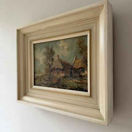 Original Landscape Oil Painting "Thatched Cottage" Rustic Small Art Holland Art Shop