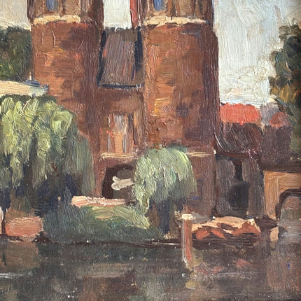 Classic Cityscape Oil Painting "Twin Spires" Refined Small Art Holland Art Shop