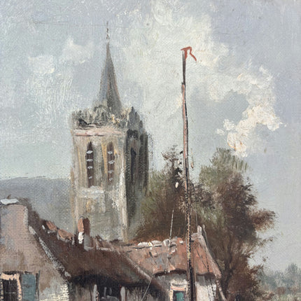 Classic Harbor Scene Oil Painting "Fishing Boat" Handcrafted Small Art Holland Art Shop