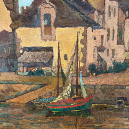 Timeless Harbor Scene Oil Painting "Harbor Boats" Original Art Holland Art Shop