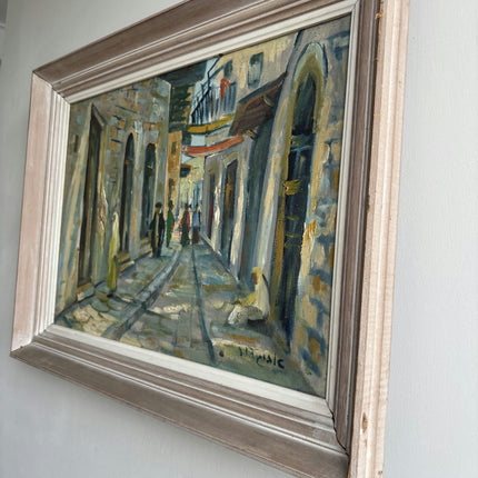 Authentic Cityscape Oil Painting "Narrow Street" Expressive Artwork Holland Art Shop