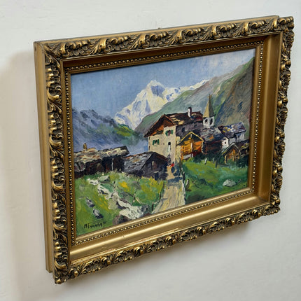 Original Landscape Oil Painting "Mountain Village" Traditional Art Holland Art Shop