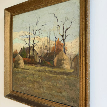 Detailed Farm Oil Painting "Thatched Cottage" Traditional Artwork Holland Art Shop