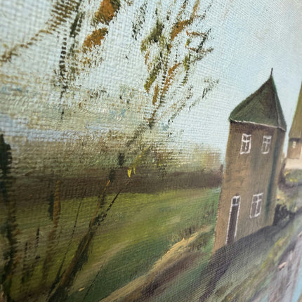 Timeless Landscape Oil Painting "Windmill Tower" Handcrafted Large Artwork Holland Art Shop