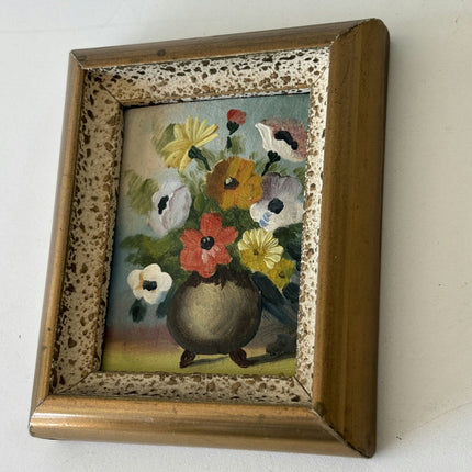 Rustic Floral Still Life Oil Painting "Flower Vase" Handcrafted Small Artwork Holland Art Shop