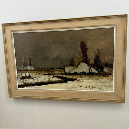 Detailed Winter Landscape Oil Painting "Snow Mounds" Handcrafted Large Art Holland Art Shop