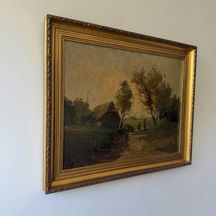 Vintage Landscape Oil Painting "Golden Frame" Expressive Art Holland Art Shop