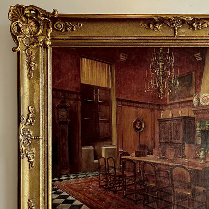 Rustic Interior Oil Painting "Gilded Frame" Original Belgique Artwork Holland Art Shop
