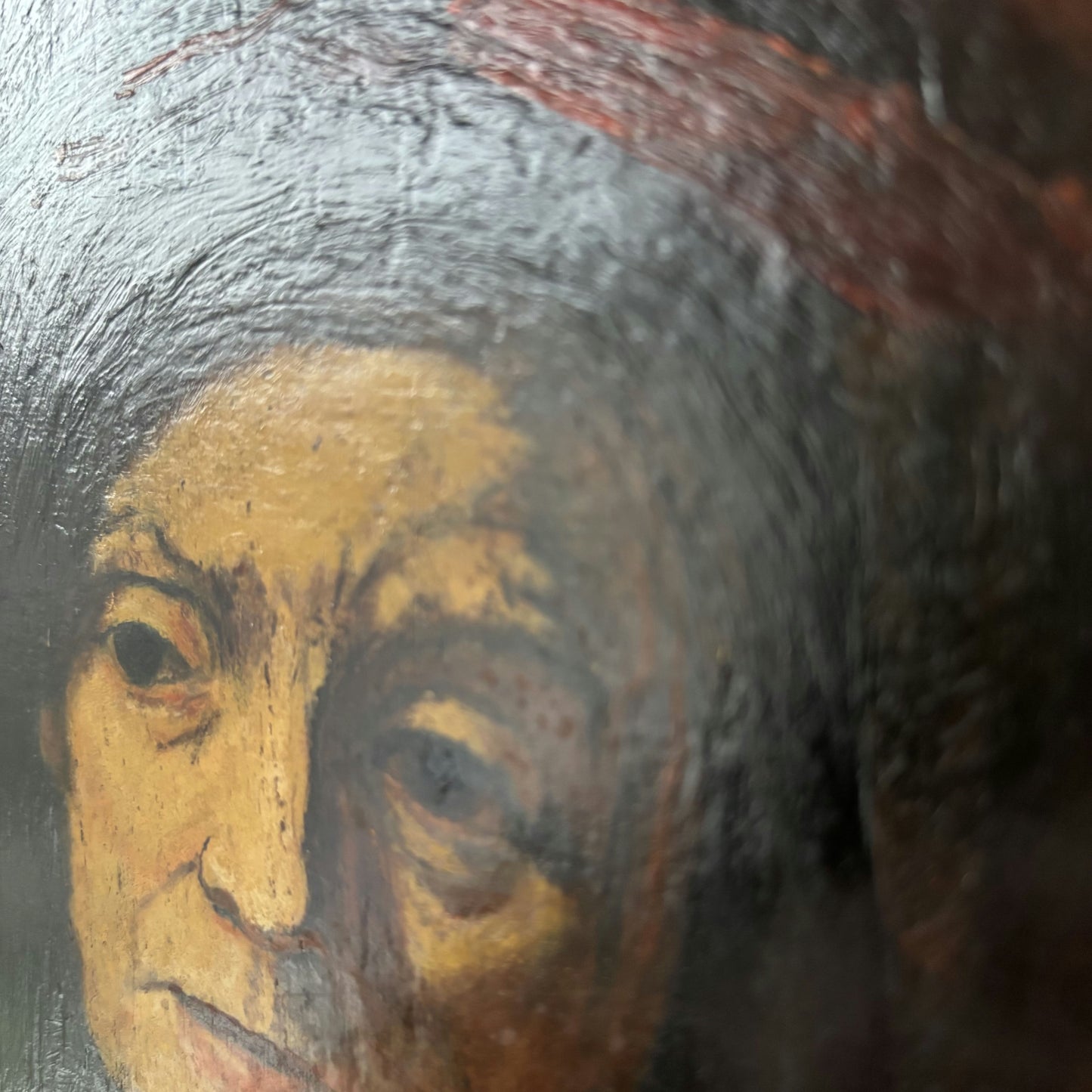 Vintage “Still Gaze” Original Oil Portrait Painting Framed