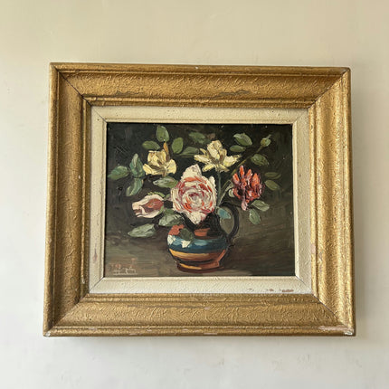 Authentic Floral Still Life Oil Painting "Striped Vase" Classic Small Artwork Holland Art Shop