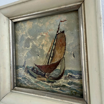 Traditional Seascape Oil Painting "Sailing Boat" Detailed Small Artwork Holland Art Shop