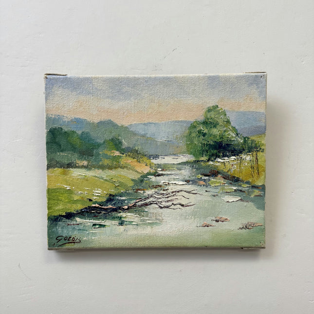 Vintage Landscape Oil Painting "River Stream" Authentic Small Art Holland Art Shop