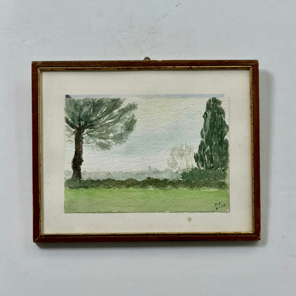 Refined Landscape Aquarel "Framed Painting" Handcrafted Small Artwork Holland Art Shop