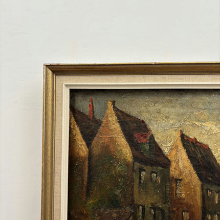 19th Century Antique Cityscape Oil Painting "Wooden Frame" Artwork Holland Art Shop