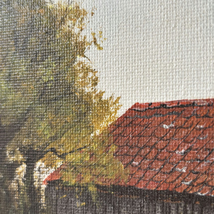 Detailed Harbor Scene Oil Painting "Watermill Building" Authentic E Artwork Holland Art Shop