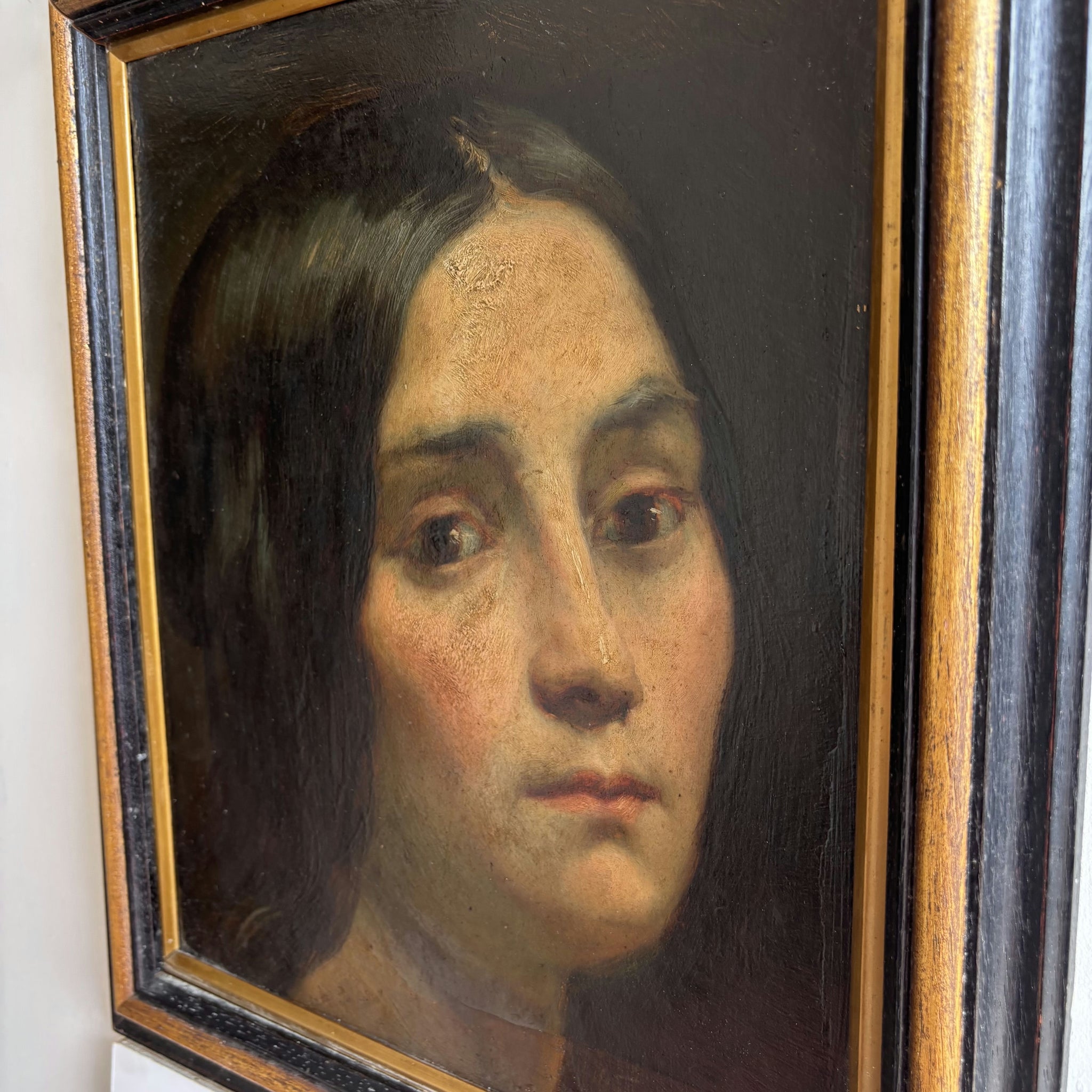 1850 Antique Portrait Oil Painting 