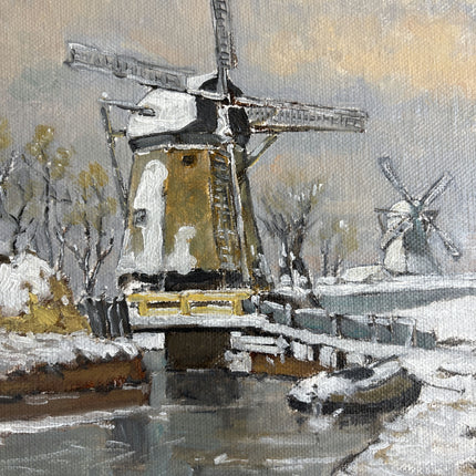 Original Winter Landscape Oil Painting "Golden Frame" Expressive Art Holland Art Shop