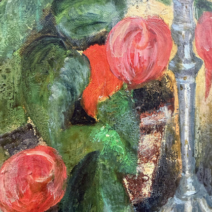 Expressive Flowery Still Life Oil Painting "Glass Decanter" Detailed Artwork Holland Art Shop