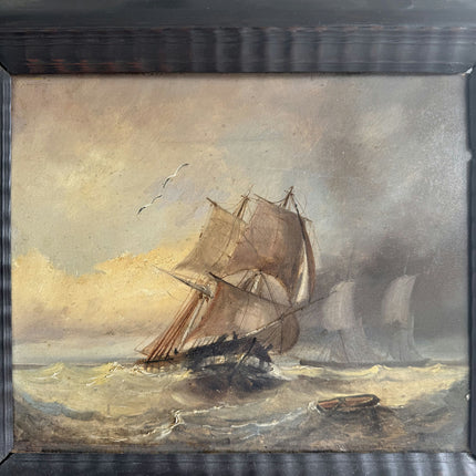 Elegant Landscape Oil Painting "Sailing Ship" Rustic Artwork Holland Art Shop