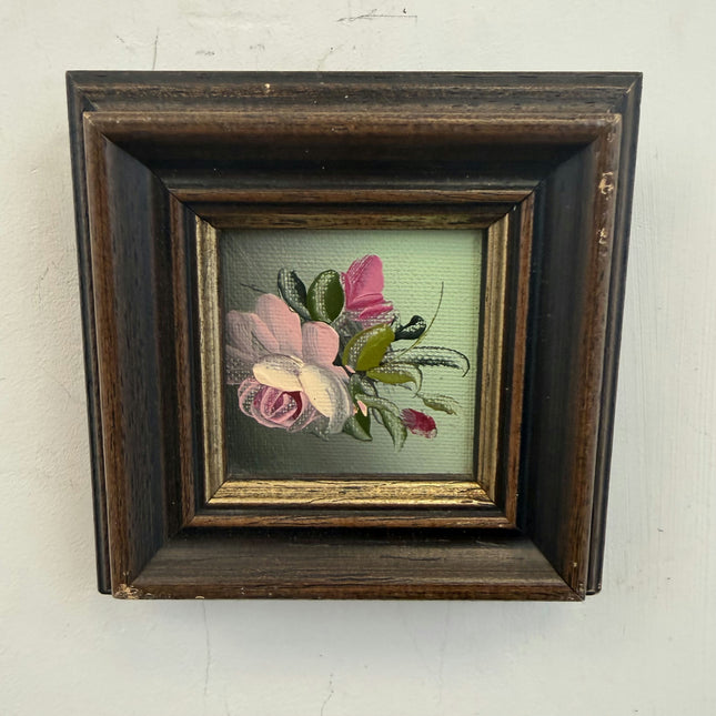 Traditional Floral Still Life Oil Painting "Framed Rose" Authentic Small Art Holland Art Shop