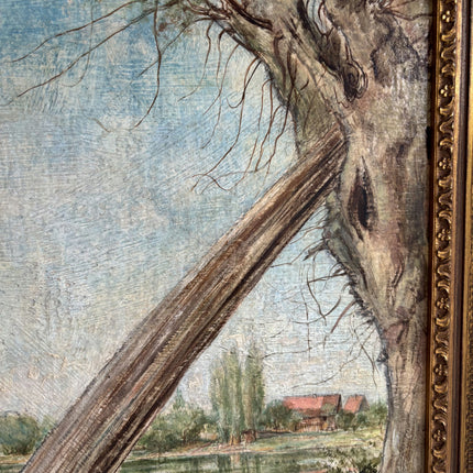 1942 Landscape Oil Painting "Leaning Tree" Art Holland Art Shop