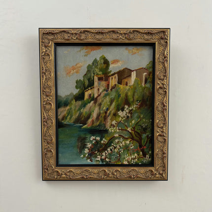 Traditional Landscape Oil Painting "Hill Village" Original Small Art Holland Art Shop