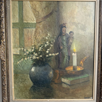 Timeless Flowery Still Life Oil Painting "Blue Vase" Original Large Art Holland Art Shop