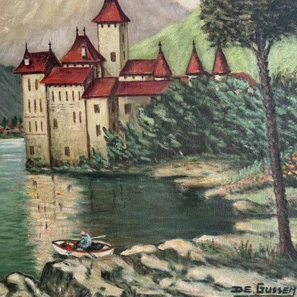 Vintage Landscape Oil Painting "Lakeside Castle" Traditional Art Holland Art Shop
