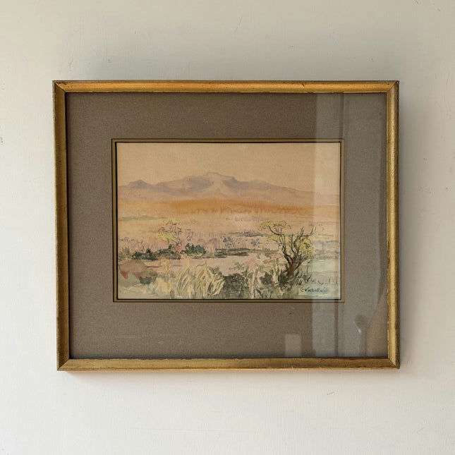 Rustic Landscape Aquarel "Framed Painting" Authentic Small Artwork Holland Art Shop