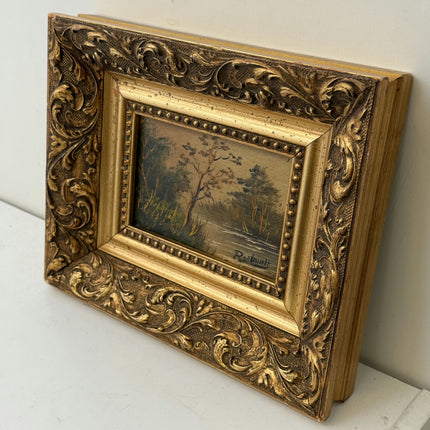 Authentic Landscape Oil Painting "Wooden Frame" Expressive Small Art Holland Art Shop