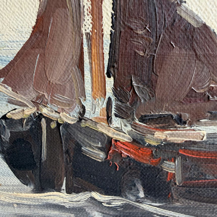 Classic Seascape Oil Painting "Sailboat Pair" Vintage Artwork Holland Art Shop