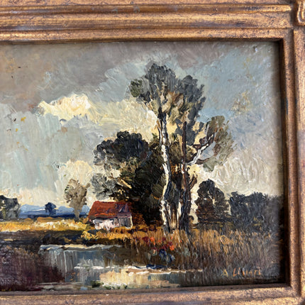 Elegant Landscape Oil Painting "Gilded Frame" Original Small Art Holland Art Shop