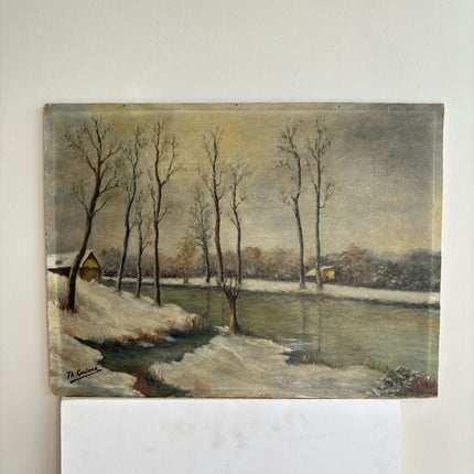 Elegant Landscape Oil Painting "Row Of Trees" Rustic Small Art Holland Art Shop