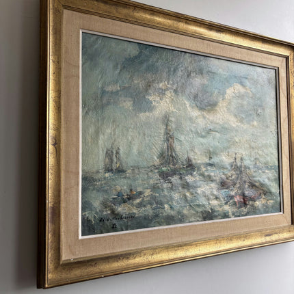 Elegant Seascape Oil Painting "Sailing Boat" Handcrafted Large Art Holland Art Shop