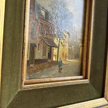Elegant Cityscape Oil Painting "Gilded Frame" Vintage Small Artwork Holland Art Shop